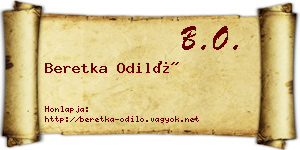 Beretka Odiló névjegykártya
